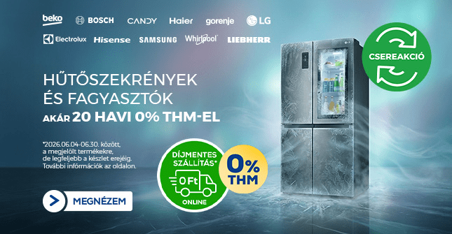 Hűtőszekrények és fagyasztók akár 20 havi 0% THM-el