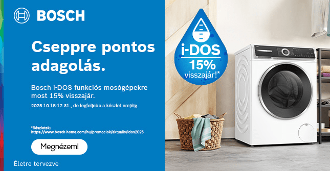 Bosch i-DOS funkciós mosógépek pénzvisszatérítéssel