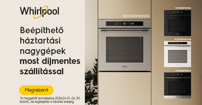 Whirlpool beépíthető háztartási nagygépek most díjmentes szállítással