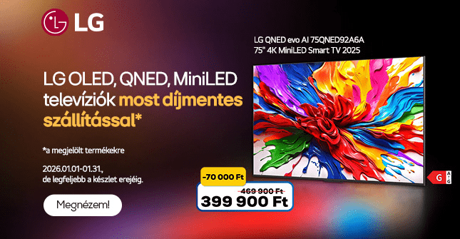 LG OLED, QNED, MiniLED televíziók most díjmentes szállítással*