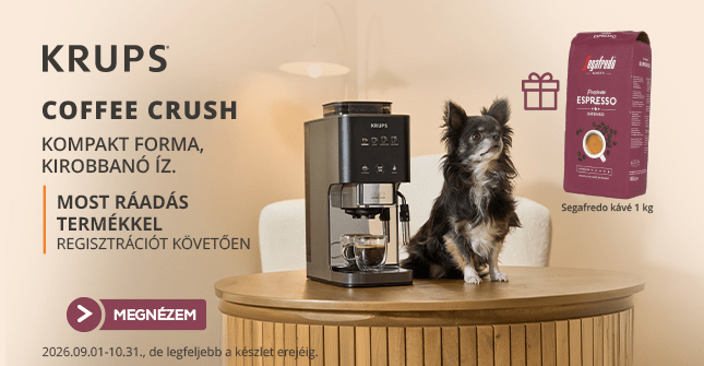 Krups Coffee Crush most ráadás szemeskávéval regisztráció után