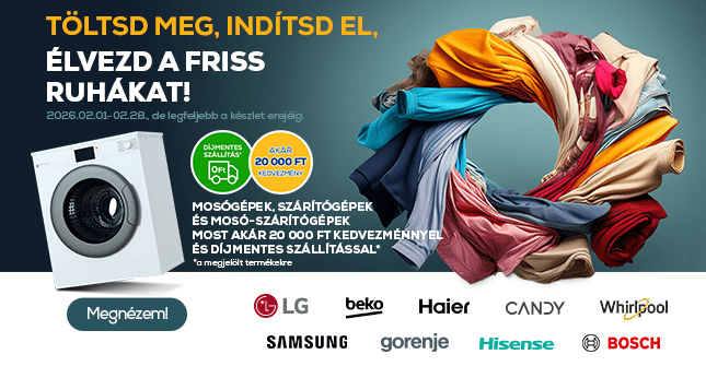 Mosógépek, szárítógépek és mosó-szárítógépek most akár 20.000 Ft kedvezménnyel és díjmentes szállítással*