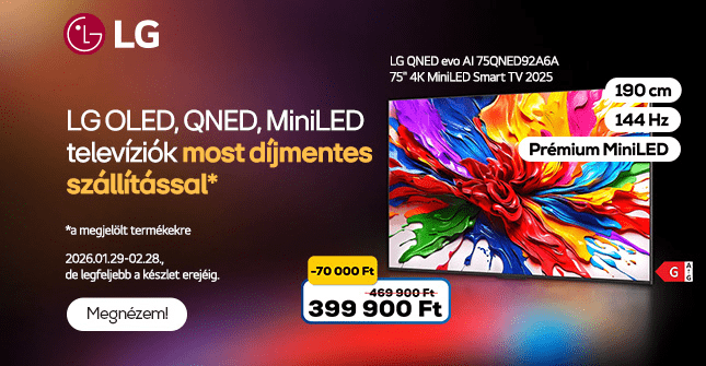LG OLED, QNED, MiniLED televíziók most díjmentes szállítással*