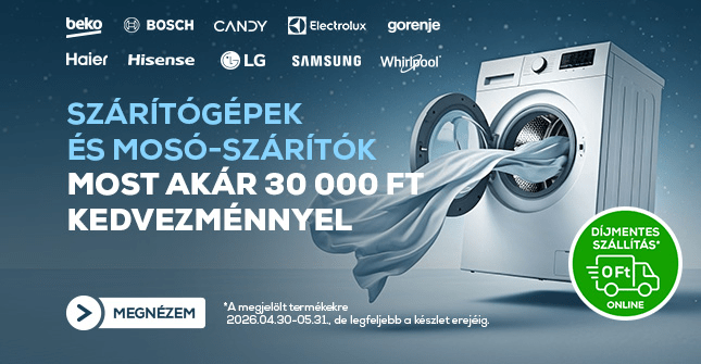 Szárítógépek és mosó-szárítók most akár 30 000 Ft kedvezménnyel
