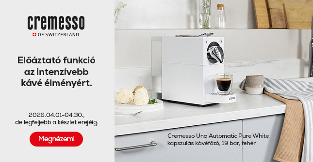 Előáztató funkció az intenzívebb kávé élményért.