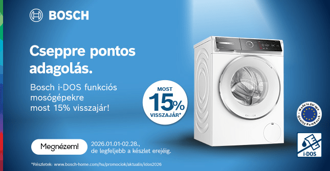 Cseppre pontos adagolás.15% pénzvisszatérítés i-DOS funkciós mosógépekre