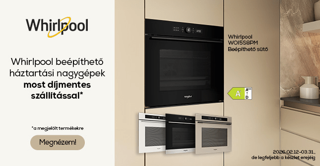 Whirlpool beépíthető háztartási nagygépek most díjmentes szállítással*