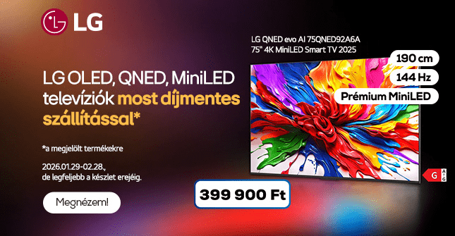 LG OLED, QNED, MiniLED televíziók most díjmentes szállítással*