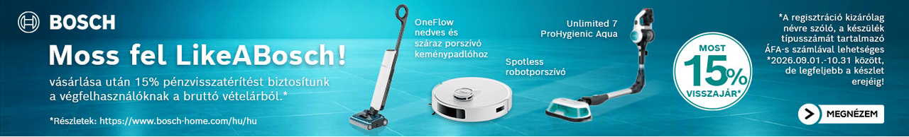 Moss fel LikeABosch! Vásárlás után 15% pénzvisszatérítéssel!*