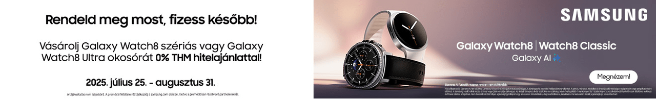 Rendeld meg most, fizess később! Vásárolj Galaxy Watch8 szériás vagy Galaxy Watch8 Ultra okosórát 0% THM hitel ajánlattal.