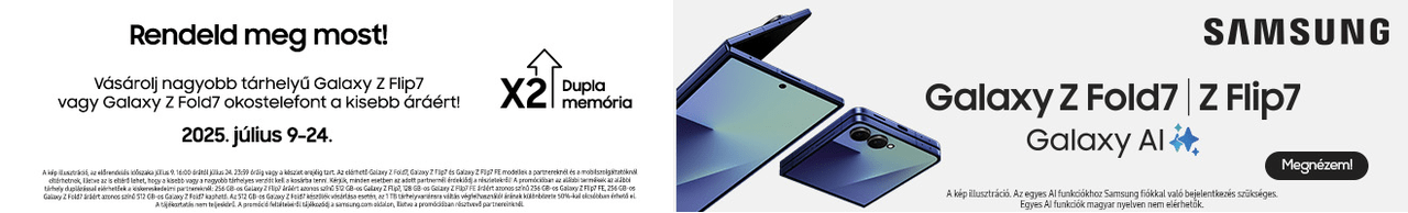 Vásárolj nagyobb tárhelyű Galaxy Flip7 vagy Galaxy Fold7 okostelefont a kisebb áráért!