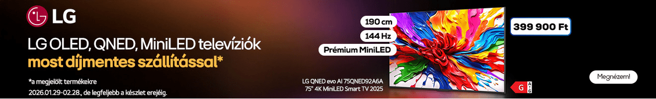 LG OLED, QNED, MiniLED televíziók most díjmentes szállítással*
