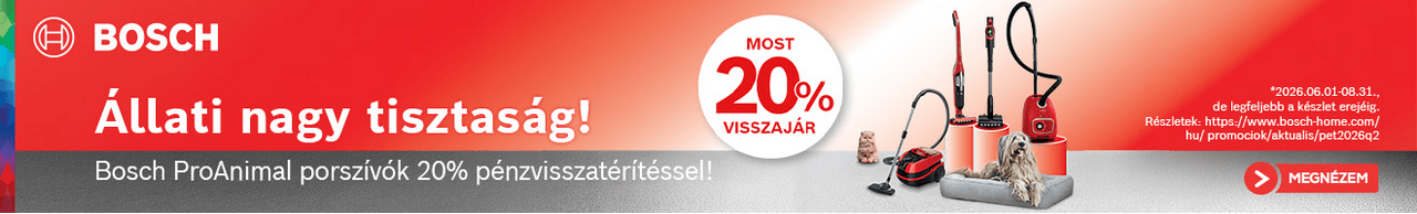 Állati nagy tisztaság! Bosch ProAnimal porszívók most 20% pénzvisszatérítéssel.