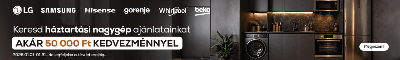 Keresd háztartási nagygép ajánlatainkat akár 50.000ft kedvezménnyel