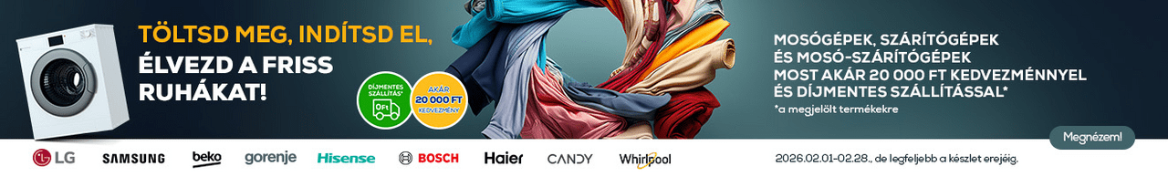 Mosógépek, szárítógépek és mosó-szárítógépek most akár 20.000 Ft kedvezménnyel és díjmentes szállítással*