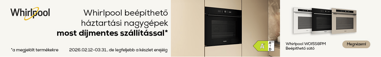 Whirlpool beépíthető háztartási nagygépek most díjmentes szállítással*