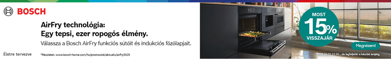 Bosch sütők 15%-os pénzvisszafizetéssel