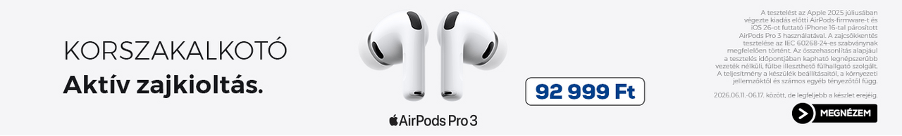 AirPods Pro 3. Korszakalkotó Aktív zajkioltás