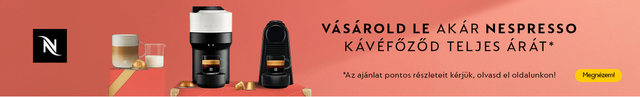 Vásárold le akár Nespresso kávéfőződ teljes árát az első 5 kávékapszula rendelésed során.