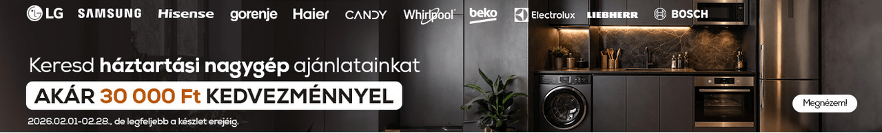 Keresd háztartási nagygép ajánlatainkat akár 30.000 Ft kedvezménnyel
