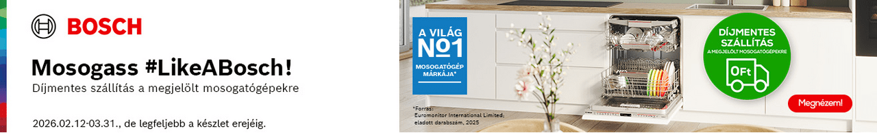 Bosch beépíthető és szabadonálló mosogatógépek most díjmentes szállítással*