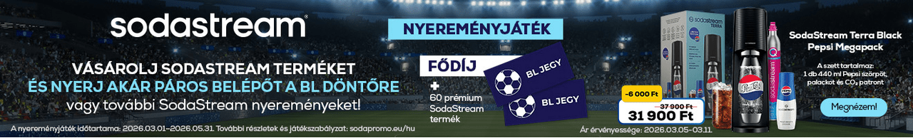 Vásárolj SodaStream terméket és nyerj akár páros belépőt  a BL döntőre vagy további SodaStream nyereményeket!