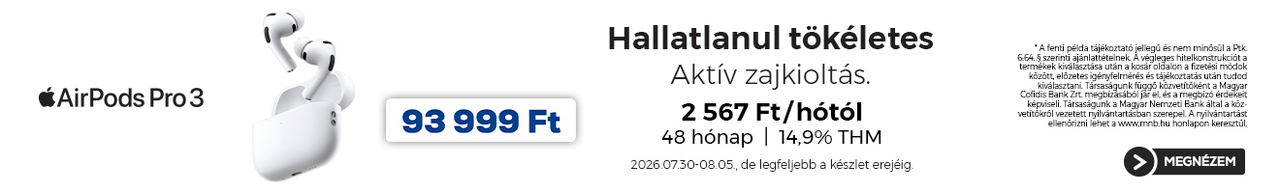 Hallatlanul tökéletes Aktív zajkioltás.