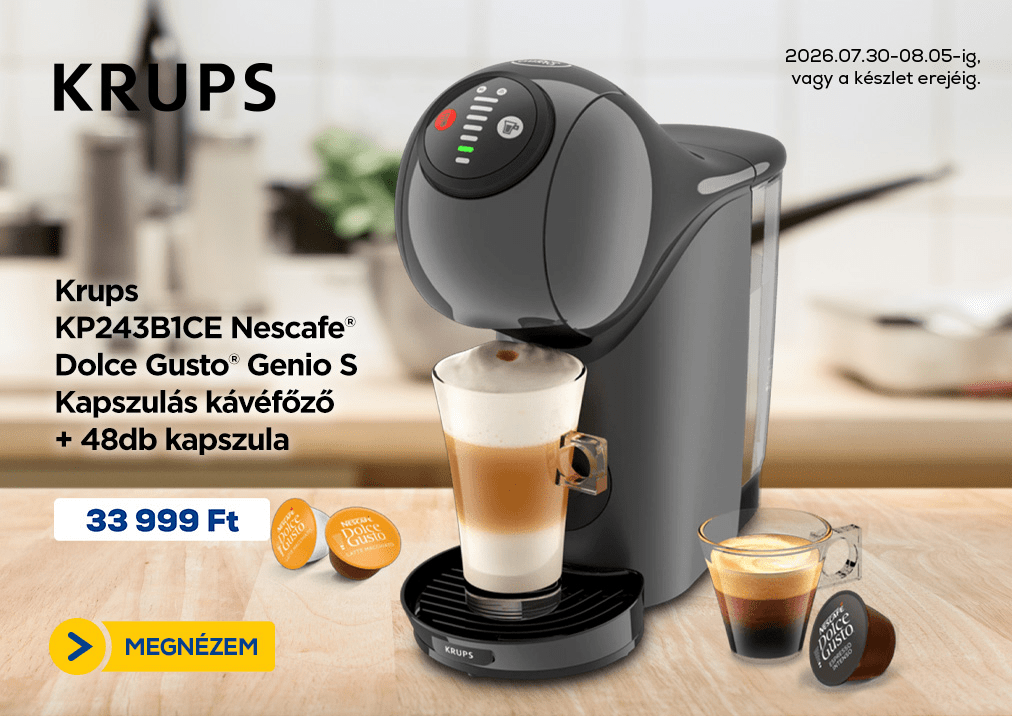 Krups KP243B1CE Nescafe® Dolce Gusto® Genio S Kapszulás kávéfőző + 48db kapszula