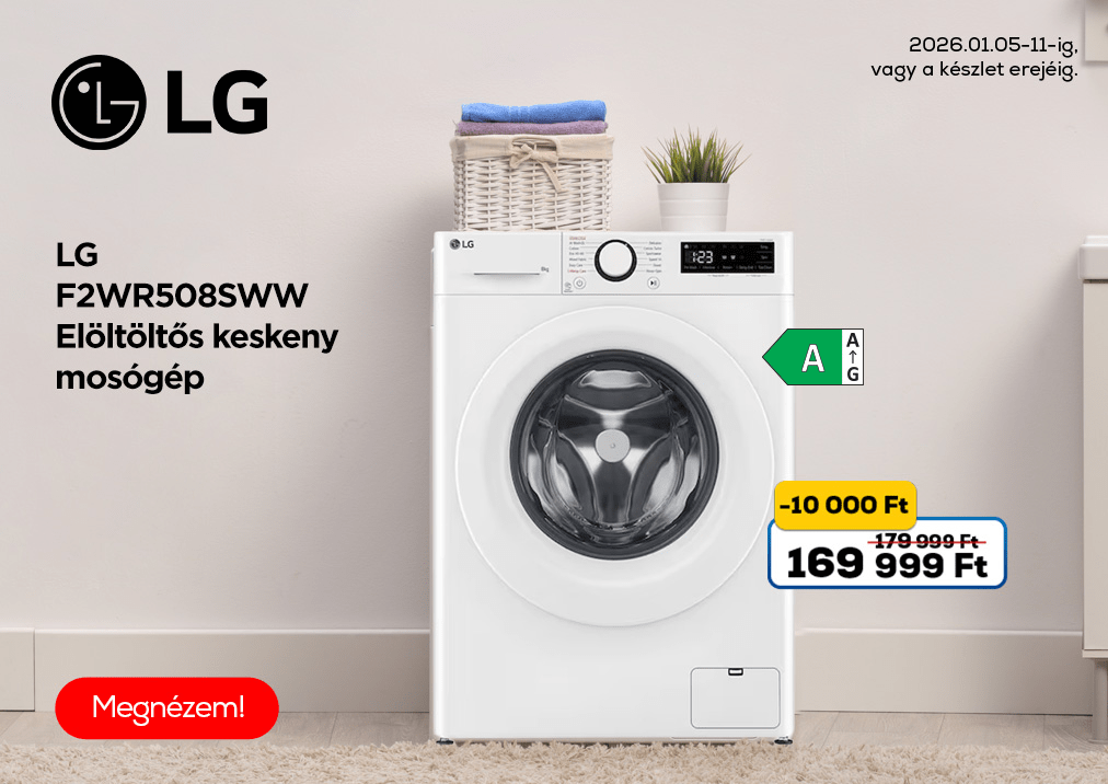 LG F2WR508SWW Elöltöltős keskeny mosógép
