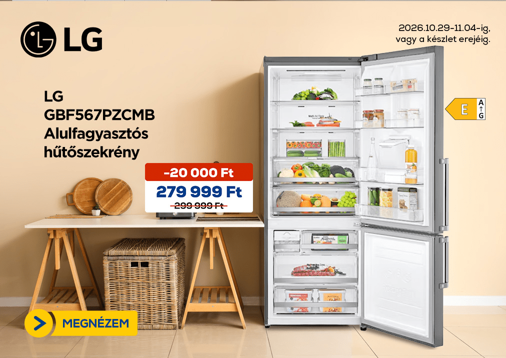LG GBF567PZCMB Alulfagyasztós hűtőszekrény