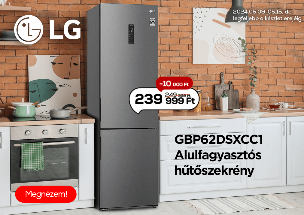 LG GBP62DSXCC1 AF hűtő 2 széles 05.15