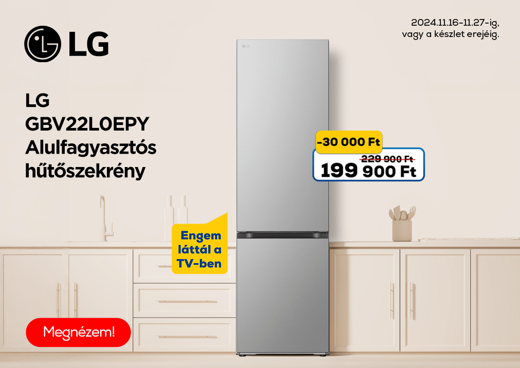 LG GBV22L0EPY Alulfagyasztós hűtőszekrény