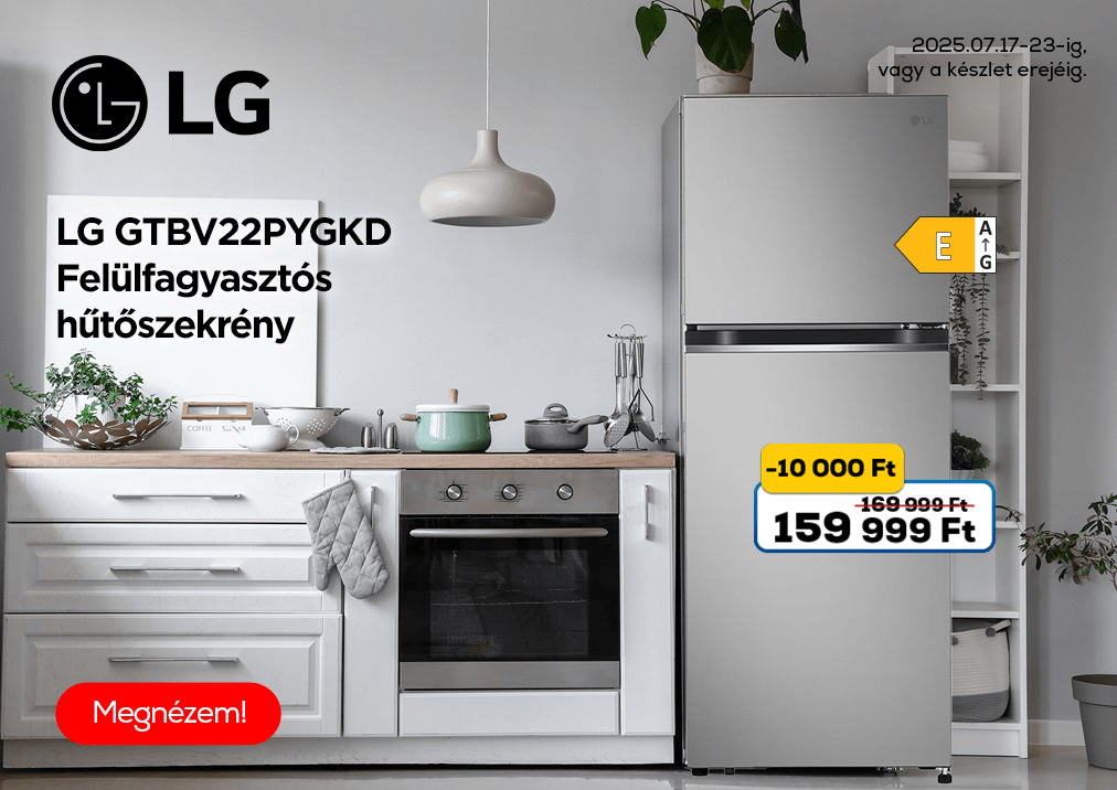 LG GTBV22PYGKD Felülfagyasztós hűtőszekrény