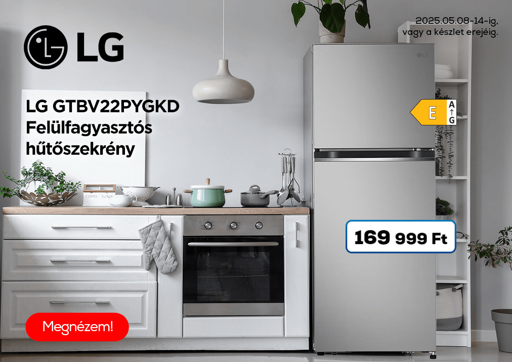 LG GTBV22PYGKD Felülfagyasztós hűtőszekrény