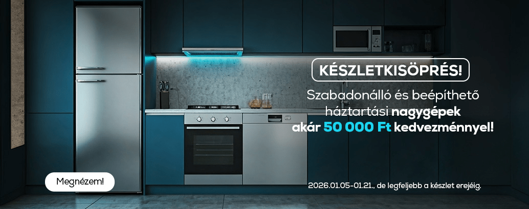 Készletkisöprés! Szabadonálló és beépíthető háztartási nagygépek akár 50 000 Ft kedvezménnyel!