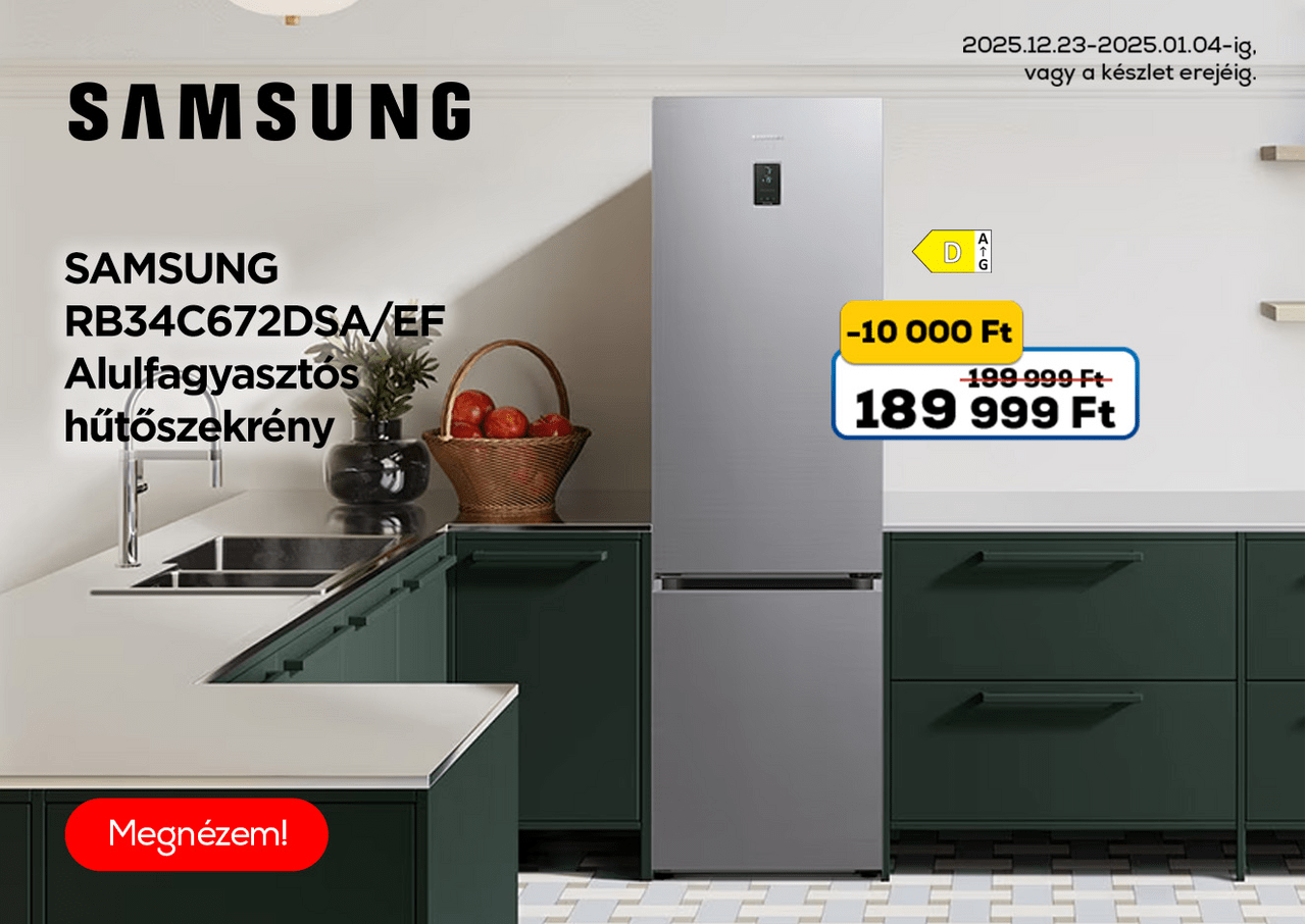 Samsung RB34C672DSA/EF Alulfagyasztós hűtőszekrény