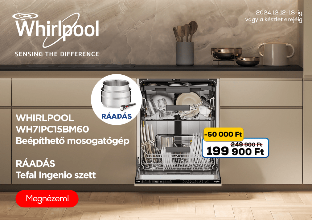 Whirlpool WH7IPC15BM60 Beépíthető mosogatógép