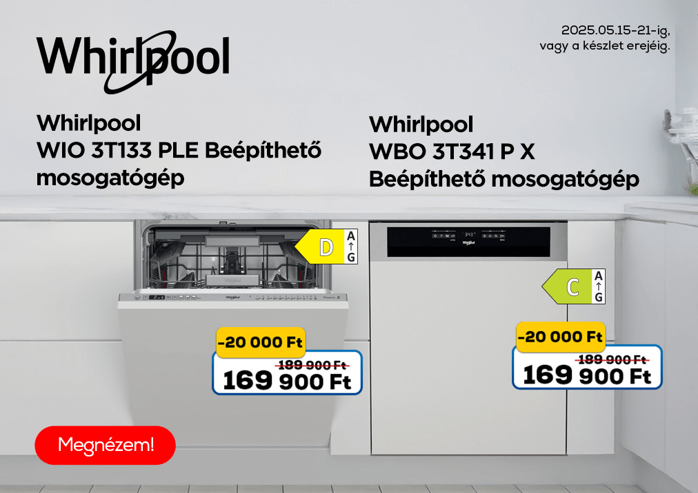 Whirlpool WBO 3T341 P X Beépíthető mosogatógép