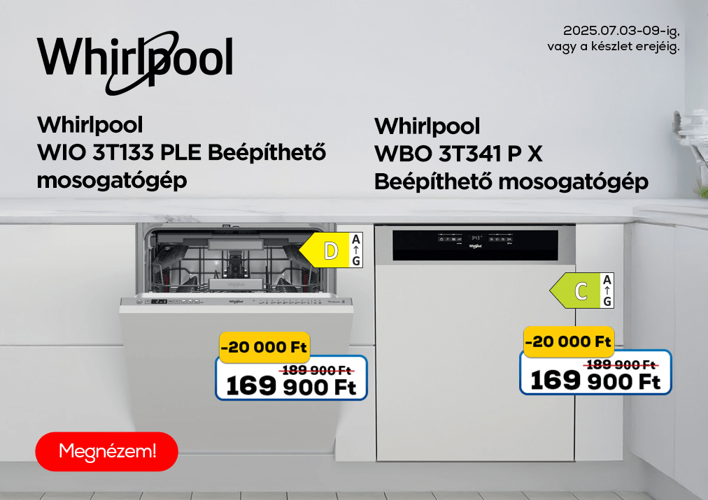 Whirlpool WBO 3T341 P X Beépíthető mosogatógép