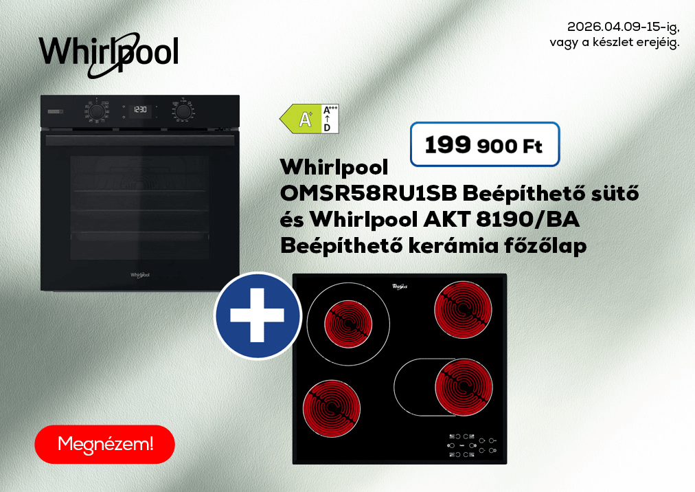 Whirlpool OMSR58RU1SB Beépíthető sütő és Whirlpool AKT 8190/BA Beépíthető kerámia főzőlap