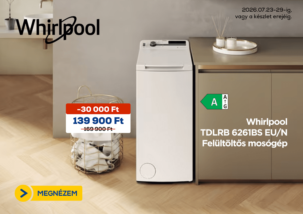 Whirlpool TDLRB 6261BS EU/N Felültöltős mosógép