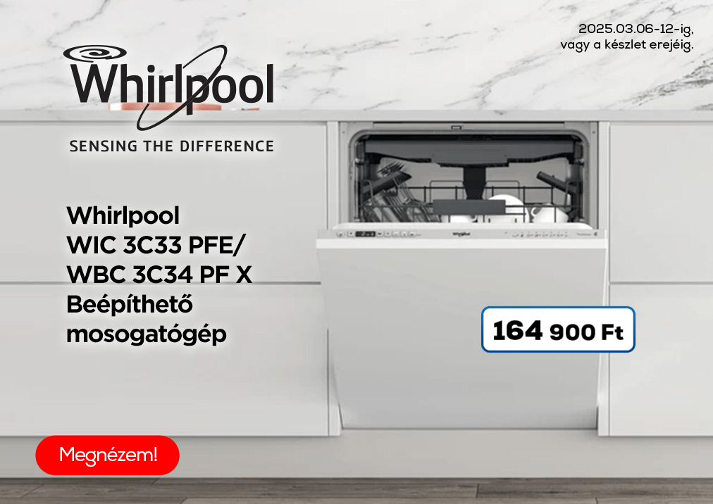 Whirlpool WBC 3C34 PF X Beépíthető mosogatógép