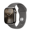 Apple Watch Series 10 GPS + Cellular, 46 mm natúr titántok, kőszürke sportszíj, M/L (MWYA3QH/A)