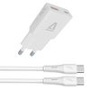Avax CH6413 30W GaN töltő és 60W USB-C szilikon kábel csomag, fehér Avax CH6413 30W GaN töltő és 60W USB-C szilikon kábel csomag, fehér