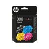 HP 308 fekete/háromszínű eredeti tintapatron, 2 darabos kombinált kiszerelés (6L6S6UE)