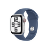 Apple Watch SE (2024) GPS + Cellular – 40 mm-es ezüst alumíniumtok, denimszínű sportszíj - M/L (MXGG3QH/A)