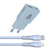 Avax CH6416 30W GaN töltő és USB-C–Lightning szilikon kábel, világoskék