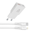Avax CH6414 30W GaN töltő és USB-C–Lightning szilikon kábel, fehér Avax CH6414 30W GaN töltő és USB-C–Lightning szilikon kábel, fehér