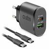 SBS  USB/USBC töltő szett 20W, fekete