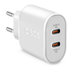 SBS Töltő adapter PD 2xUSB-C 20W fehér